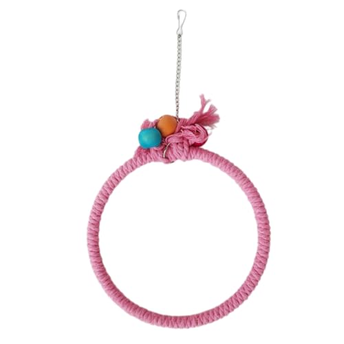 Baumwollseil Ringschaukel Vogelspielzeug für Papageienkäfig Garten und Fenster,hängendes Spielzeug,für Wellensittiche,Nymphensittiche und Alle Vögel Vogelkäfig,14cm Durchmesser,Rosa von Whakano