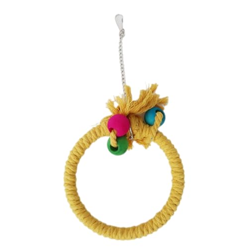 Baumwollseil Ringschaukel Vogelspielzeug für Papageienkäfig Garten und Fenster,hängendes Spielzeug,für Wellensittiche,Nymphensittiche und Alle Vögel Vogelkäfig,20cm Durchmesser,Gelb von Whakano