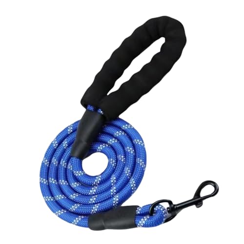 Hundeleine für Hunde,rutschfeste Explosionssichere Laufleine mit Abschließbarem Karabiner & Gepolsterter Handschlaufe,Starke Trainingsleine für Kleine Mittlere Große Hunde,Blau,1,5mx1,2CM von Whakano