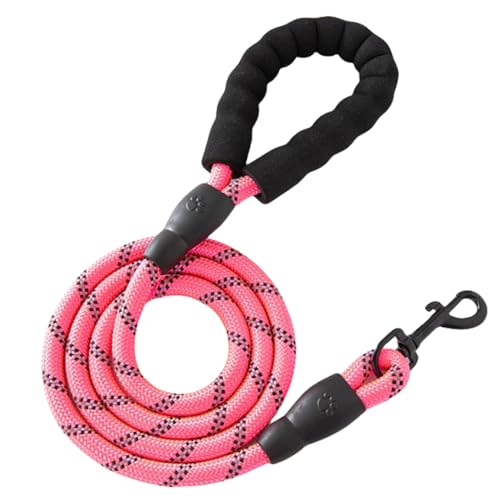 Hundeleine für Hunde,rutschfeste Explosionssichere Laufleine mit Abschließbarem Karabiner & Gepolsterter Handschlaufe,Starke Trainingsleine für Kleine Mittlere Große Hunde,Rosa,1,2mx1,2CM von Whakano