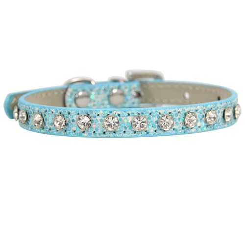 Katzenhalsband mit Strass,Verstellbares Haustier Halsband,PU Leder Katzenhalsbänder Hundehalsband,langlebige Halsbänder Geeignet für kleine Rassen,Hunde,Katzen,Welpen,Kätzchen,Himmelblau,2,5x50cm Katzenhalsband mit Strass,Verstellbares Haustier Halsband,PU Leder Katzenhalsbänder Hundehalsband,langlebige Halsbänder Geeignet für kleine Rassen,Hunde,Katzen,Welpen,Kätzchen,Himmelblau,2,5x50cm von Whakano