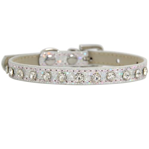 Katzenhalsband mit Strass,Verstellbares Haustier Halsband,PU Leder Katzenhalsbänder Hundehalsband,langlebige Halsbänder Geeignet für kleine Rassen,Hunde,Katzen,Welpen,Kätzchen,Silber,S1x30cm Katzenhalsband mit Strass,Verstellbares Haustier Halsband,PU Leder Katzenhalsbänder Hundehalsband,langlebige Halsbänder Geeignet für kleine Rassen,Hunde,Katzen,Welpen,Kätzchen,Silber,S1x30cm von Whakano
