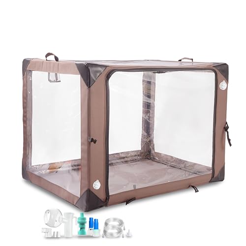Sauerstoffkäfig für Katzen und Hunde, um Sauerstoff/Vernebelungspflege zu erhalten, Schlauch-Set und Matte im Lieferumfang enthalten (groß – 109 x 81 x 81 cm) von WhaleSing