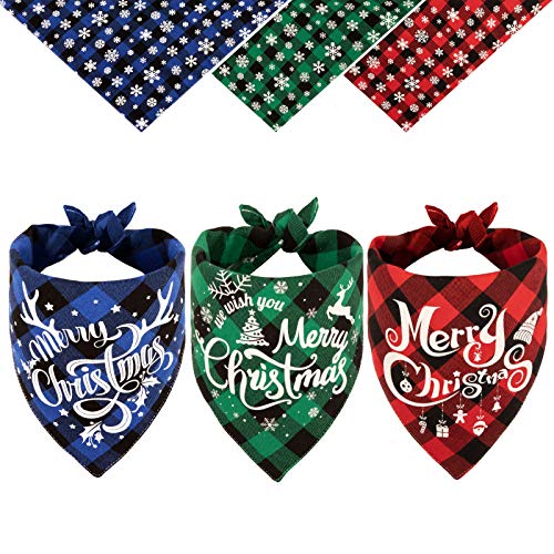 Whaline 3 x Weihnachts-Hunde-Bandana, Büffelkariert, Haustier-Schal, Klassische Dreieck-Lätzchen, Haustier-Kostüm, Dekoration, Zubehör, waschbares Haustier-Halstuch für Weihnachtsparty Whaline 3 x Weihnachts-Hunde-Bandana, Büffelkariert, Haustier-Schal, Klassische Dreieck-Lätzchen, Haustier-Kostüm, Dekoration, Zubehör, waschbares Haustier-Halstuch für Weihnachtsparty von Whaline