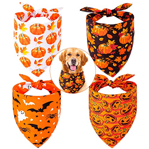 Whaline Halloween-Hundehalstuch, wendbar, Dreieck-Lätzchen, Kürbis, Geist, Fledermaus, Haustier-Schal, waschbar, Baumwolle, Haustier-Halstuch für mittelgroße und große Haustiere, Katzen, Hunde, 4 Whaline Halloween-Hundehalstuch, wendbar, Dreieck-Lätzchen, Kürbis, Geist, Fledermaus, Haustier-Schal, waschbar, Baumwolle, Haustier-Halstuch für mittelgroße und große Haustiere, Katzen, Hunde, 4 von Whaline
