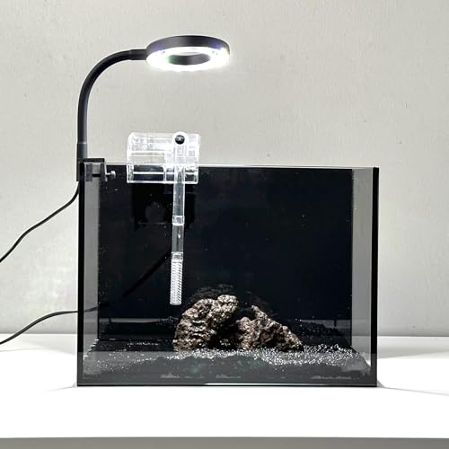 Nano-Aquarium-Set, kleines Betta-Fisch-Aquarium, randloses Glas-Fischbecken mit Filter, Licht und Aquascaping-Dekorationen (schwarz, komplett) von Whalix