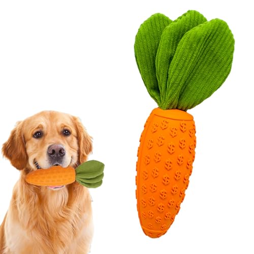 Whcctl Gummi Karotte Spielzeug, Hundespielzeug Unzerstörbar, Kauspielzeug Hund Unzerstörbar, Hundespielzeug Quietschend, Hund Kauspielzeug, Welpe Zahne Spielzeug, für Alle Rassengrößen, Zahnreinigung von Whcctl