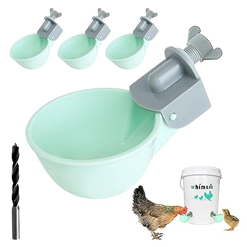 Hühner-Wasserbecher (4er-Pack), automatischer Hühnertränke, Anti-Auslauf-System, hält 50% mehr Wasser, geeignet für Küken, Huhn, Ente, Wachtel, Truthahn von Whimsii