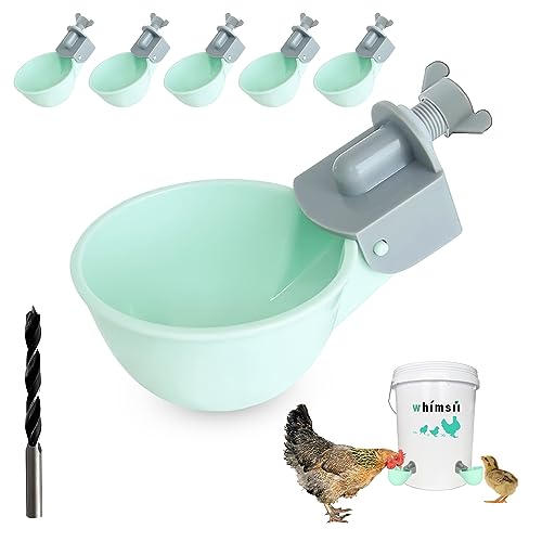 Hühner-Wasserbecher (6er-Pack), automatischer Hühnertränke, Anti-Auslauf-System, hält 50% mehr Wasser, geeignet für Küken, Huhn, Ente, Wachtel, Truthahn von Whimsii