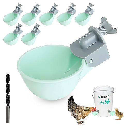 Hühner-Wasserbecher (8 Stück), automatischer Hühnertränke, Anti-Leck-System, hält 50% mehr Wasser, geeignet für Küken, Huhn, Ente, Wachtel, Truthahn von Whimsii