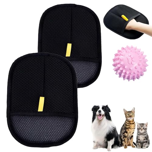 Tierhaarentfernungshandschuh, Elektrostatischer Handschuh Zur Tierhaarentfernung, Tierpflegehandschuhe, Wiederverwendbare Antistatikhandschuhe, Elektrostatische Katzenhaarentfernung (2 Stück) von Whimsyard
