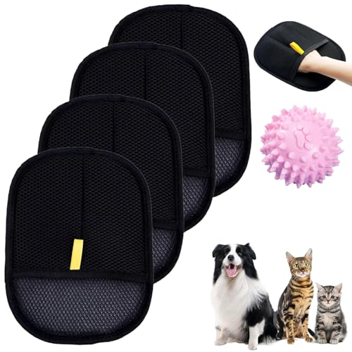 Tierhaarentfernungshandschuh, Elektrostatischer Handschuh Zur Tierhaarentfernung, Tierpflegehandschuhe, Wiederverwendbare Antistatikhandschuhe, Elektrostatische Katzenhaarentfernung (4 Stück) von Whimsyard