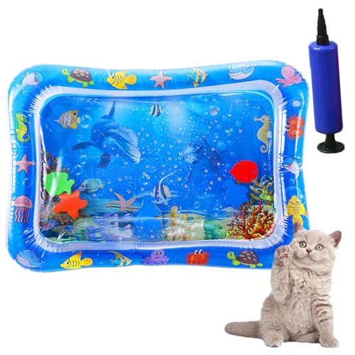 Whimsyard Wasserbett-Spielmatte Für Katzen, Tier-Wasserbett,Pfoten-Spielmatte Für Katzen,Animal Oasis Wasser-Sensormatte Für Katzen,Verdickte Sensorik-Wassermatte Für Katzen (Delfin) von Whimsyard