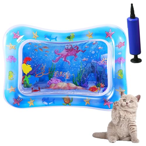 Whimsyard Wasserbett-Spielmatte Für Katzen, Tier-Wasserbett,Pfoten-Spielmatte Für Katzen,Animal Oasis Wasser-Sensormatte Für Katzen,Verdickte Sensorik-Wassermatte Für Katzen (Oktopus) von Whimsyard