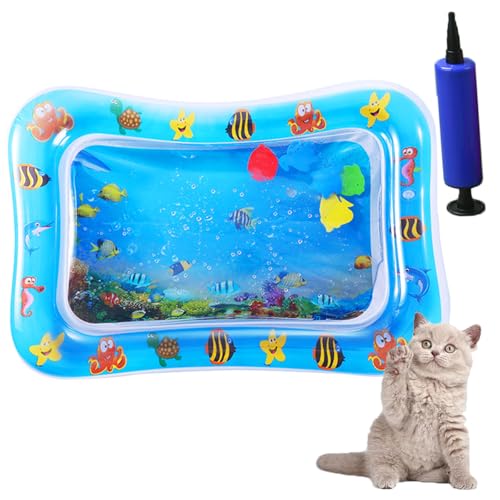 Whimsyard Wasserbett-Spielmatte Für Katzen, Tier-Wasserbett,Pfoten-Spielmatte Für Katzen,Animal Oasis Wasser-Sensormatte Für Katzen,Verdickte Sensorik-Wassermatte Für Katzen (Tropischer Fisch) von Whimsyard