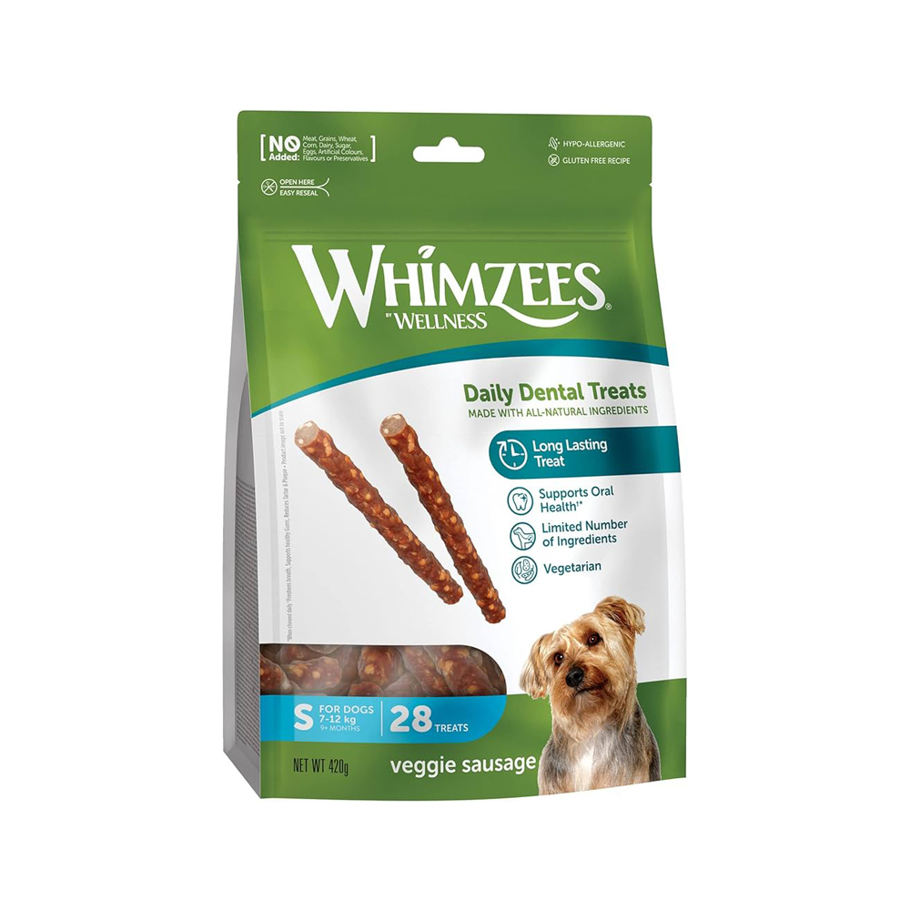 Whimzees Veggie Sausage Dental Treats - S - 28 Stück Whimzees Veggie Sausage Dental Treats - S - 28 Stück von Whimzees