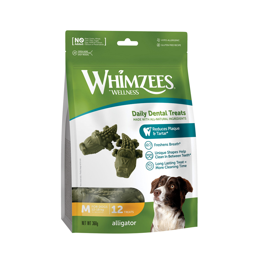 Whimzees by Wellness Alligator Snack -  Sparpaket: 2 x Größe M von Whimzees