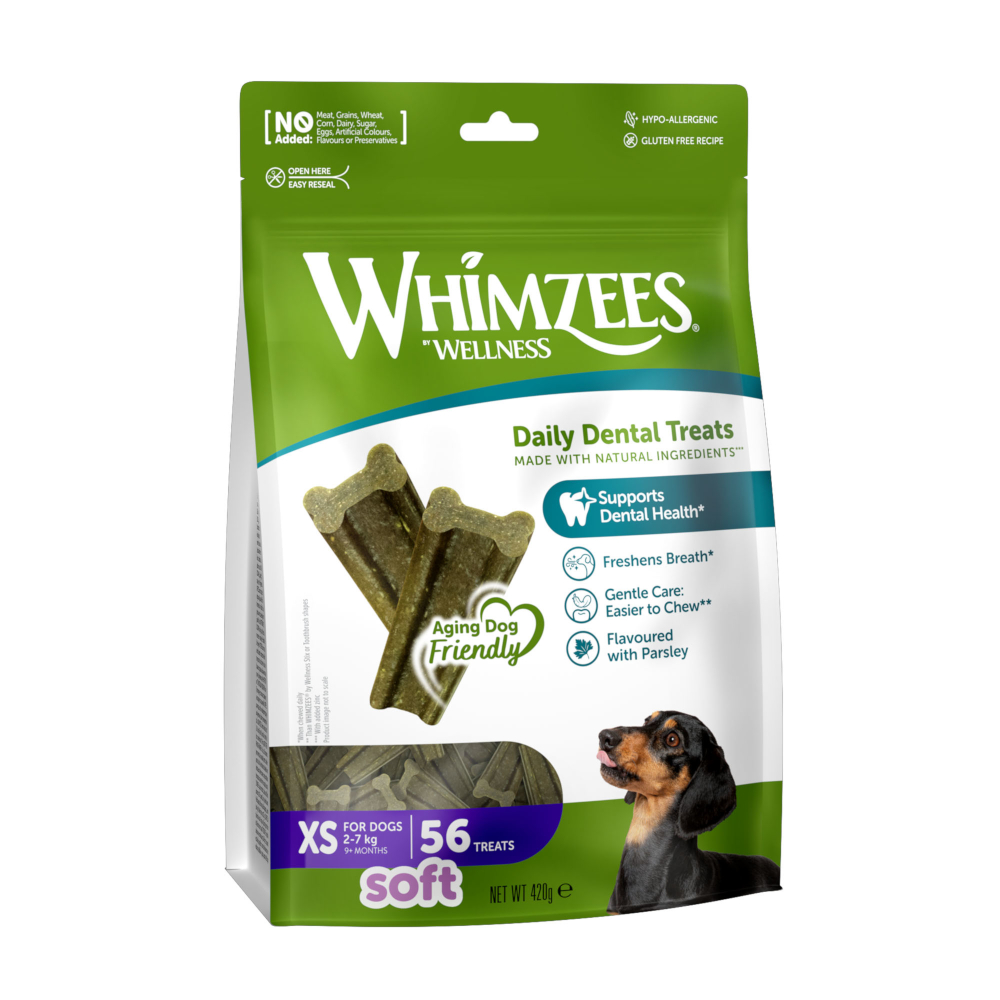 Whimzees by Wellness Soft Snacks - Größe XS: für sehr kleine Hunde (2-7 kg, 56 Stück) von Whimzees