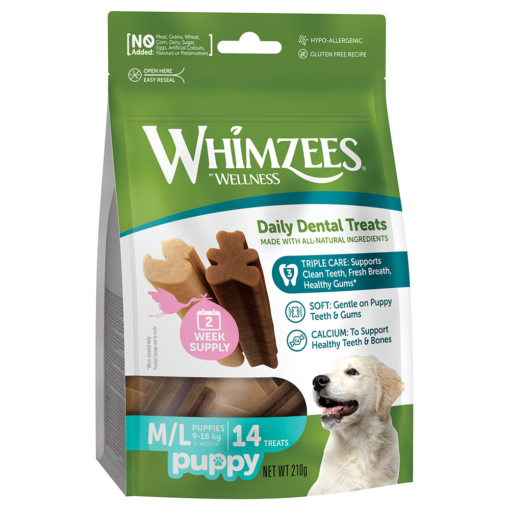 Whimzees by Wellness Sticks für Welpen - Größe M/L: für mittelgroße & große Hunde (9 - 18 kg, 14 Stück) von Whimzees