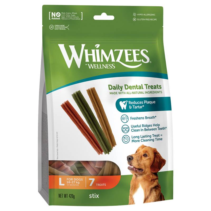 Whimzees by Wellness Stix für Hunde - Größe L: für große Hunde (18 - 27 kg, 7 Stück) von Whimzees