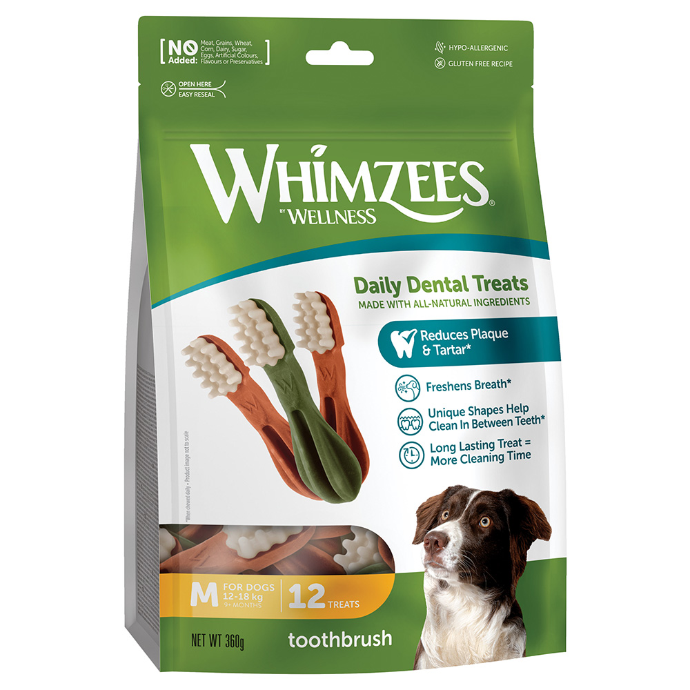 Whimzees by Wellness Toothbrush - Größe M: für mittelgroße Hunde (12-18 kg, 12 Stück) von Whimzees