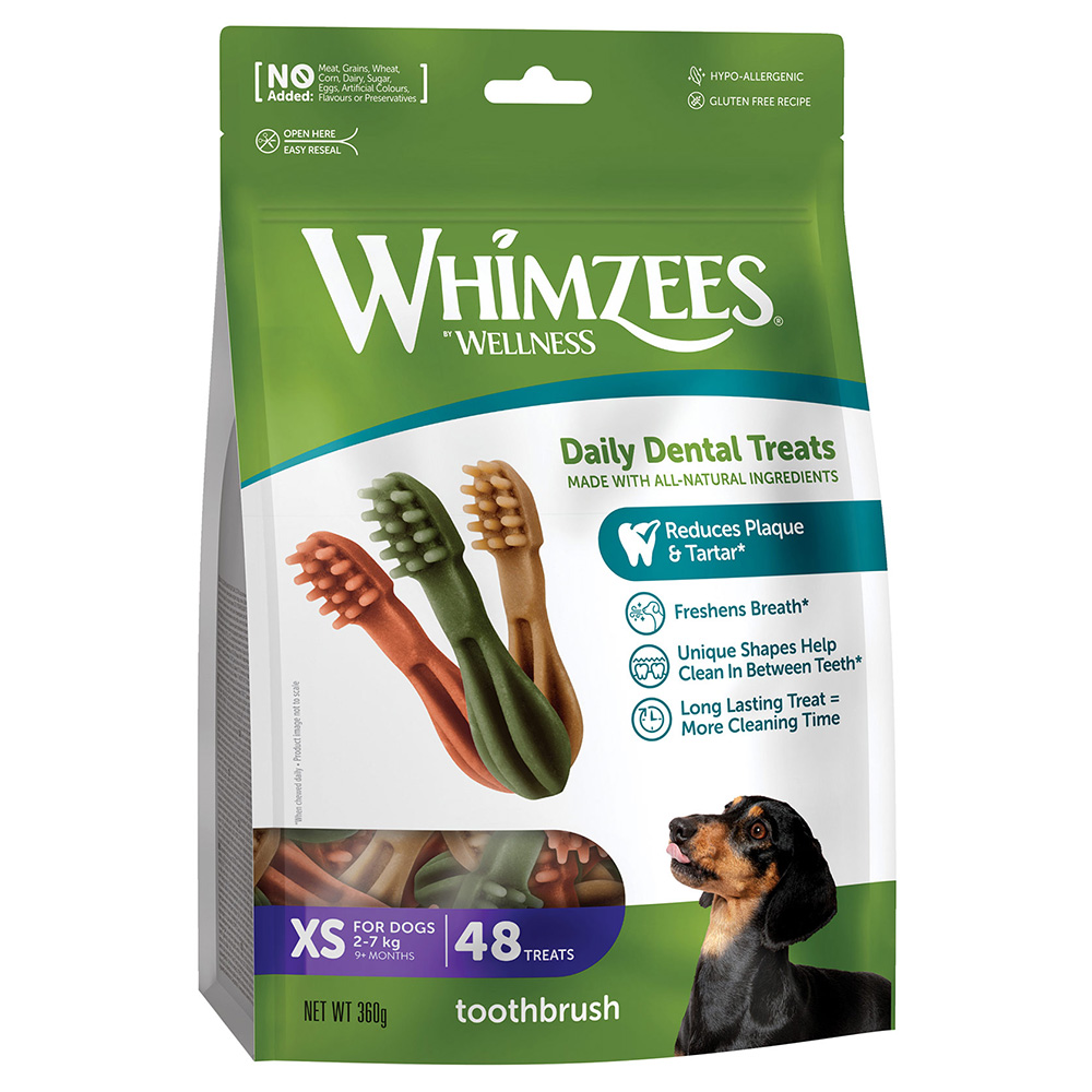 Whimzees by Wellness Toothbrush - Größe XS: für sehr kleine Hunde (2-7 kg, 48 Stück) von Whimzees