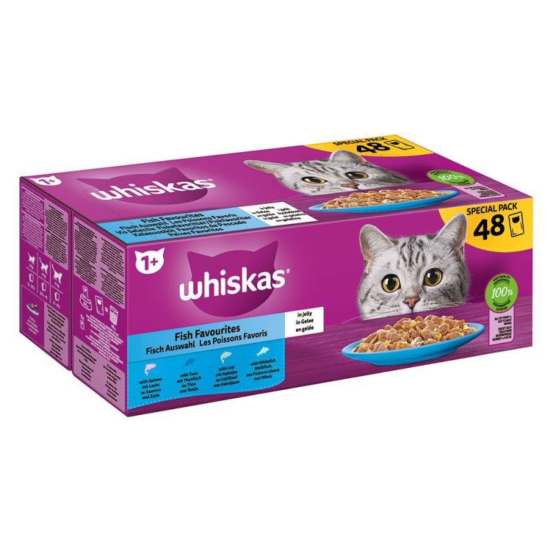 Jumbopack Whiskas 1+ Adult Frischebeutel 144 x 85 g - Fisch Auswahl in Gelee von Whiskas