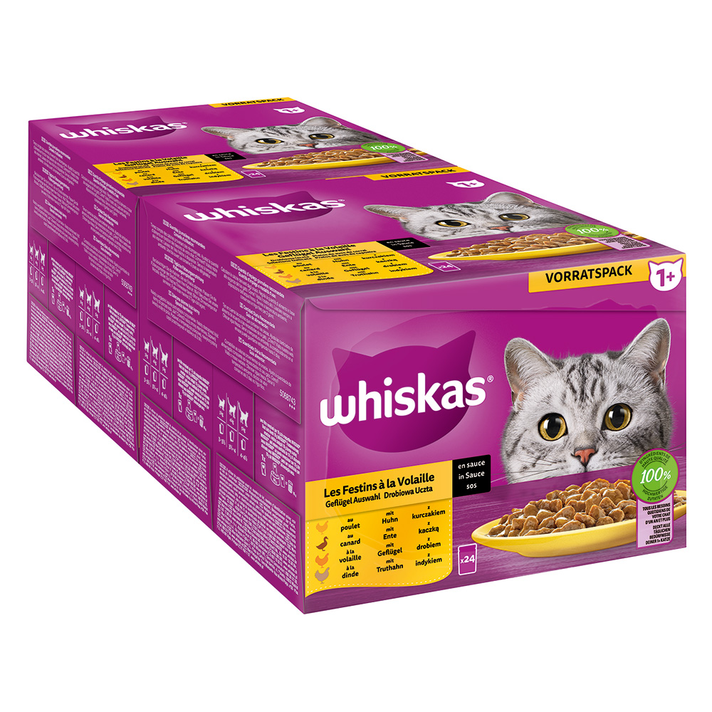 Jumbopack Whiskas 1+ Adult Frischebeutel 144 x 85 g - Geflügel Auswahl in Sauce von Whiskas