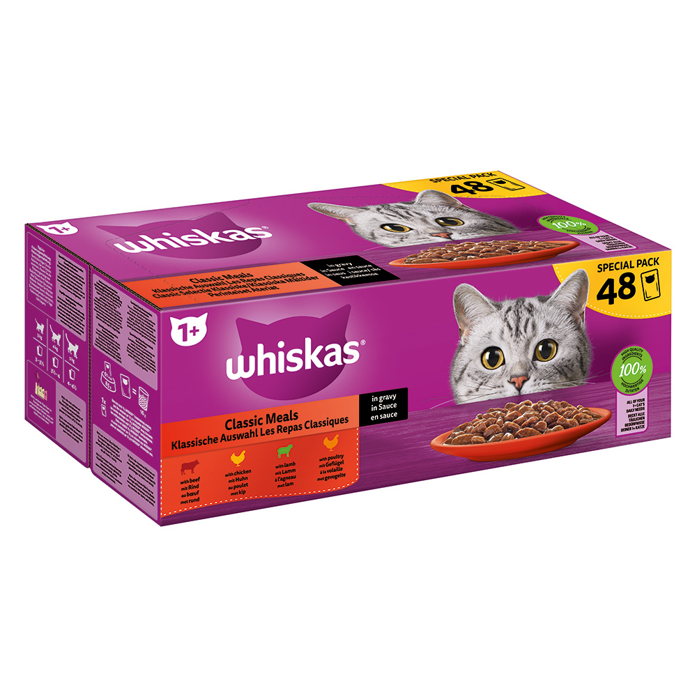 Jumbopack Whiskas 1+ Adult Frischebeutel 144 x 85 g - Klassische Auswahl in Sauce von Whiskas