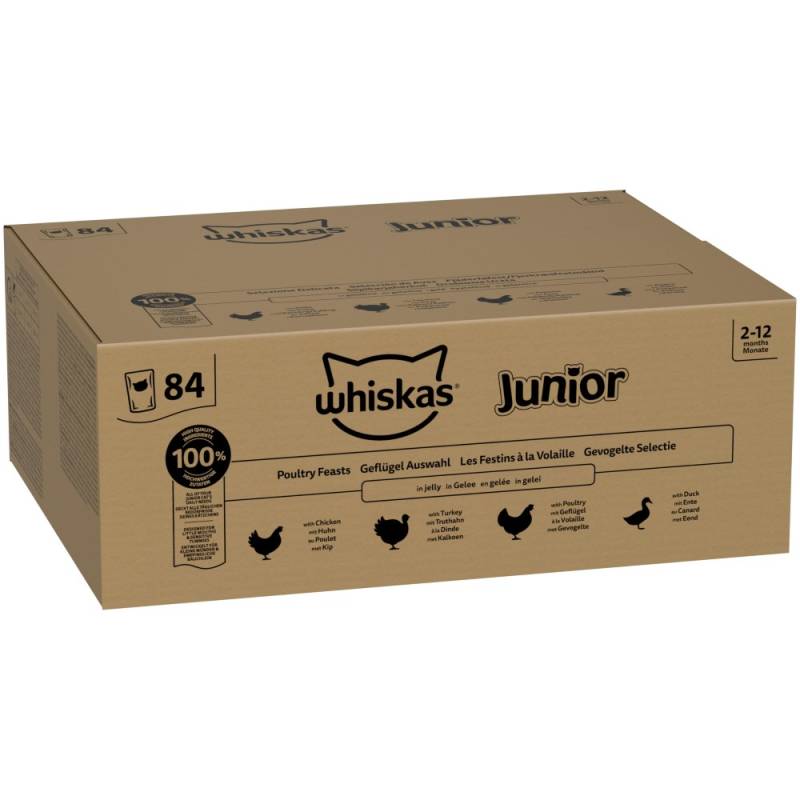 Jumbopack Whiskas Junior Frischebeutel 84 x 85 g - Geflügelauswahl in Gelee von Whiskas