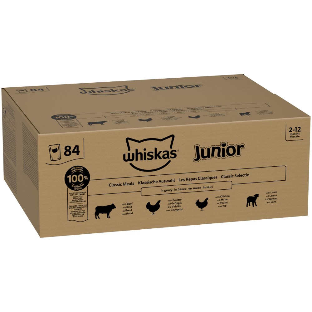 Jumbopack Whiskas Junior Frischebeutel 84 x 85 g - Klassische Auswahl in Sauce von Whiskas