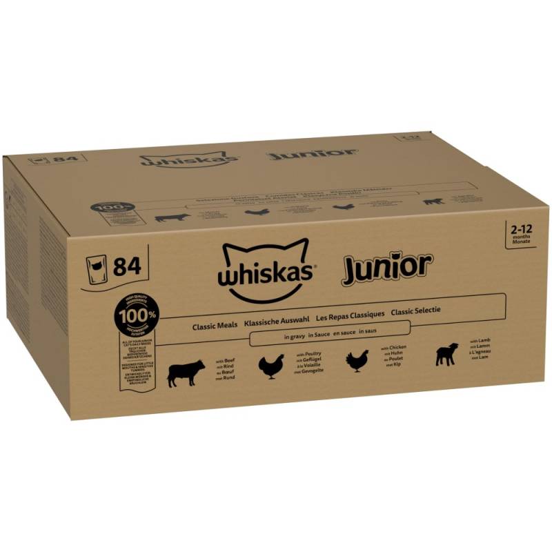 Jumbopack Whiskas Junior Frischebeutel 84 x 85 g - Klassische Auswahl in Sauce von Whiskas