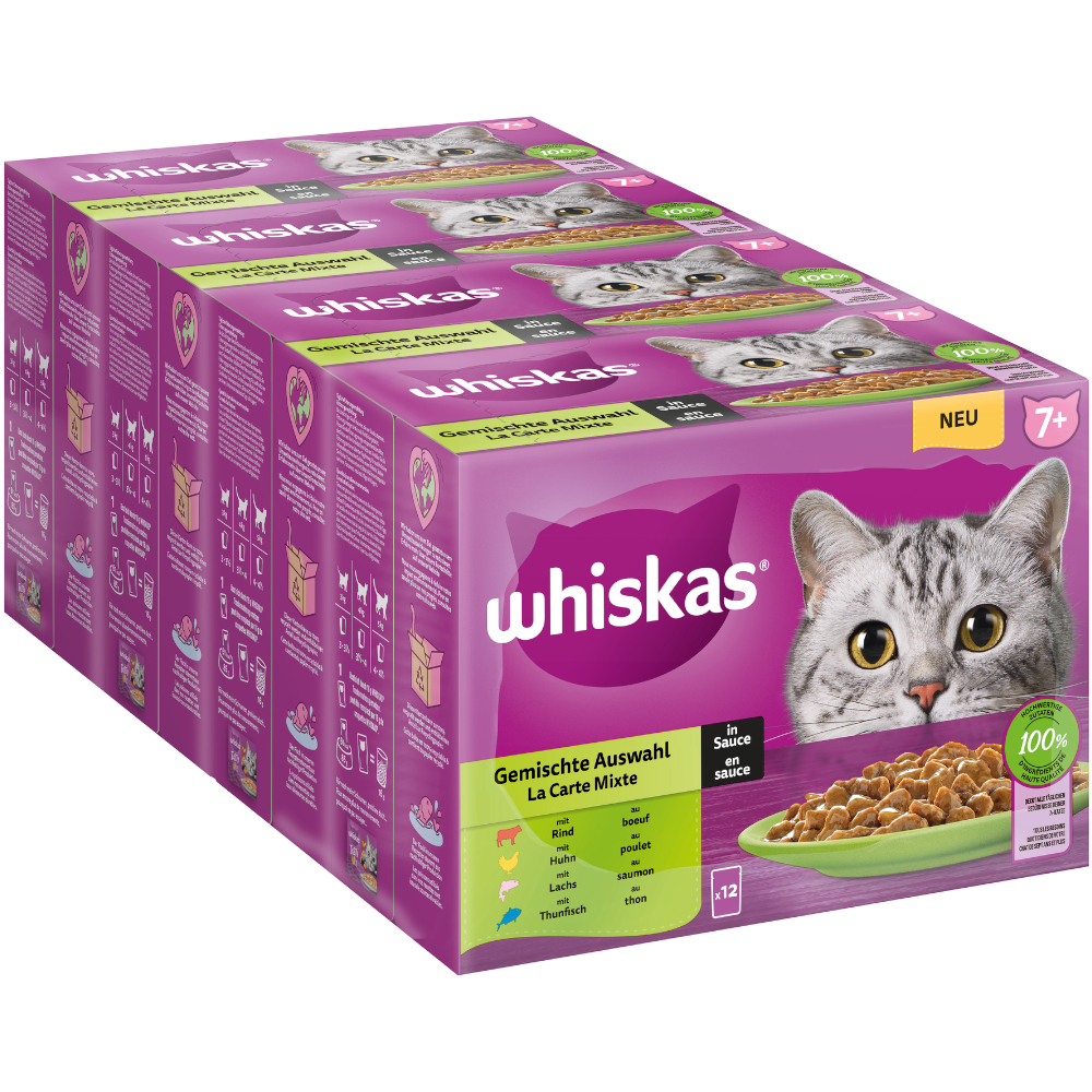 Jumbopack Whiskas Senior Frischebeutel 144 x 85 g - 7+ Gemischte Auswahl in Sauce von Whiskas