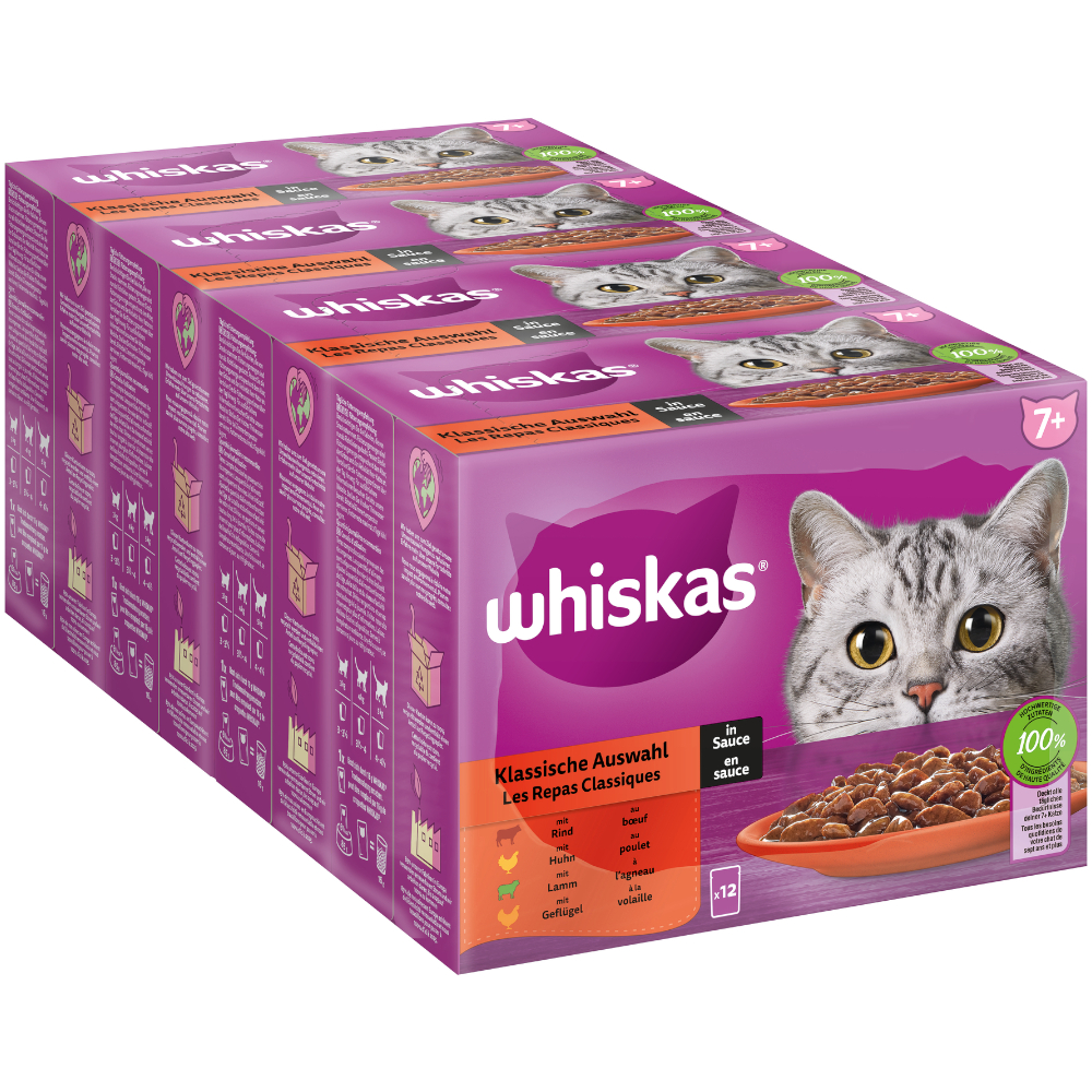 Jumbopack Whiskas Senior Frischebeutel 144 x 85 g - 7+ Klassische Auswahl in Sauce von Whiskas