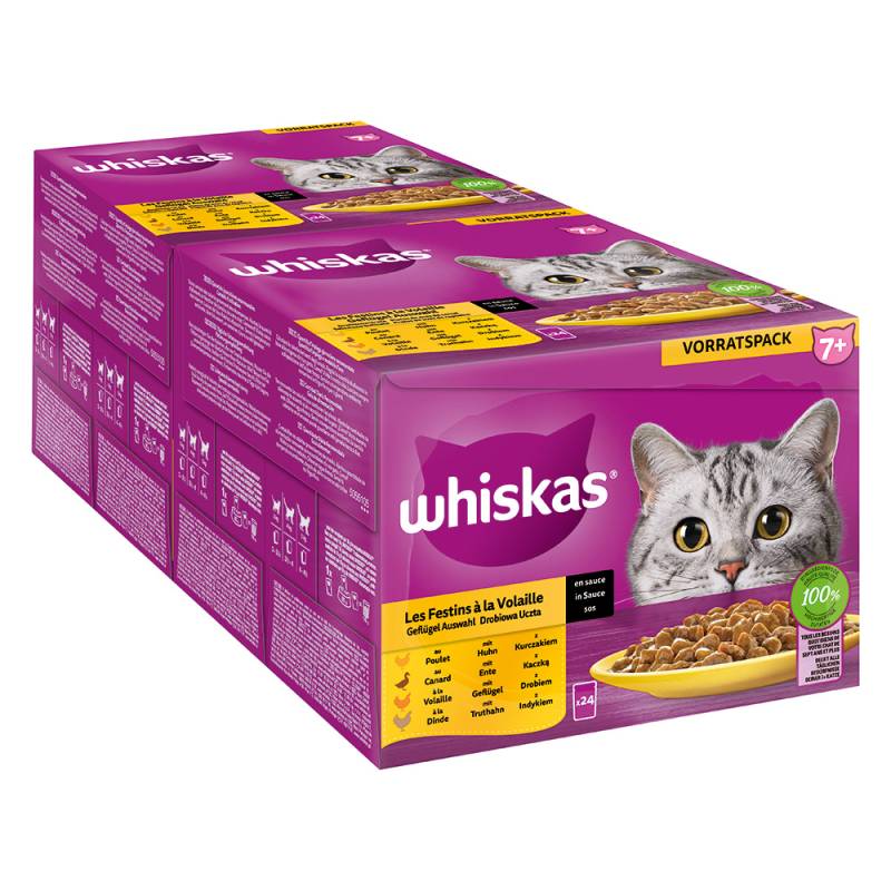 Jumbopack Whiskas Senior Frischebeutel 144 x 85 g - 7+ Geflügel Auswahl in Sauce von Whiskas