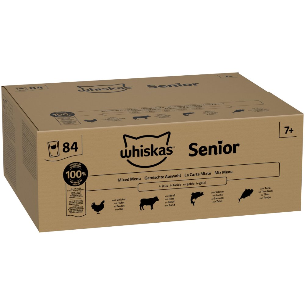 Jumbopack Whiskas Senior Frischebeutel 84 x 85 g - 7+ Gemischte Auswahl in Gelee von Whiskas