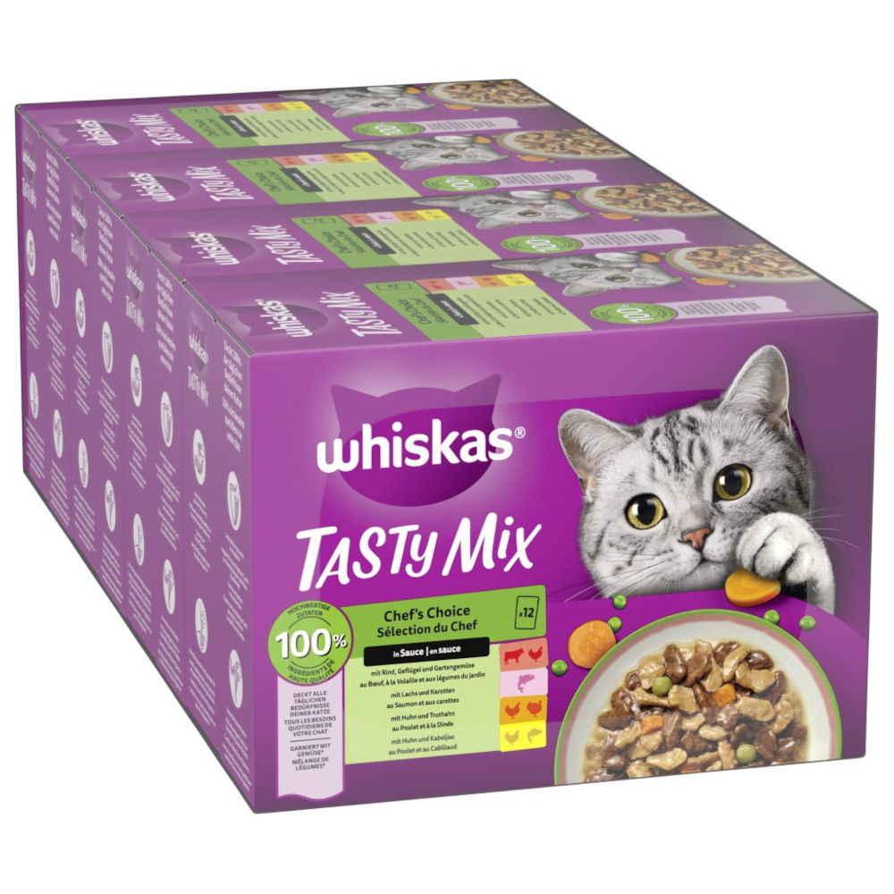 Jumbopack Whiskas Tasty Mix Portionsbeutel 96 x 85 g - Chef's Choice in Sauce von Whiskas