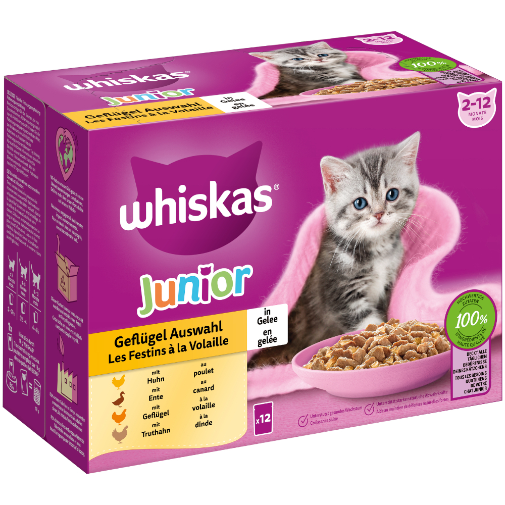 Megapack Whiskas Junior Frischebeutel 24 x 85 g - Geflügelauswahl in Gelee Megapack Whiskas Junior Frischebeutel 24 x 85 g - Geflügelauswahl in Gelee von Whiskas