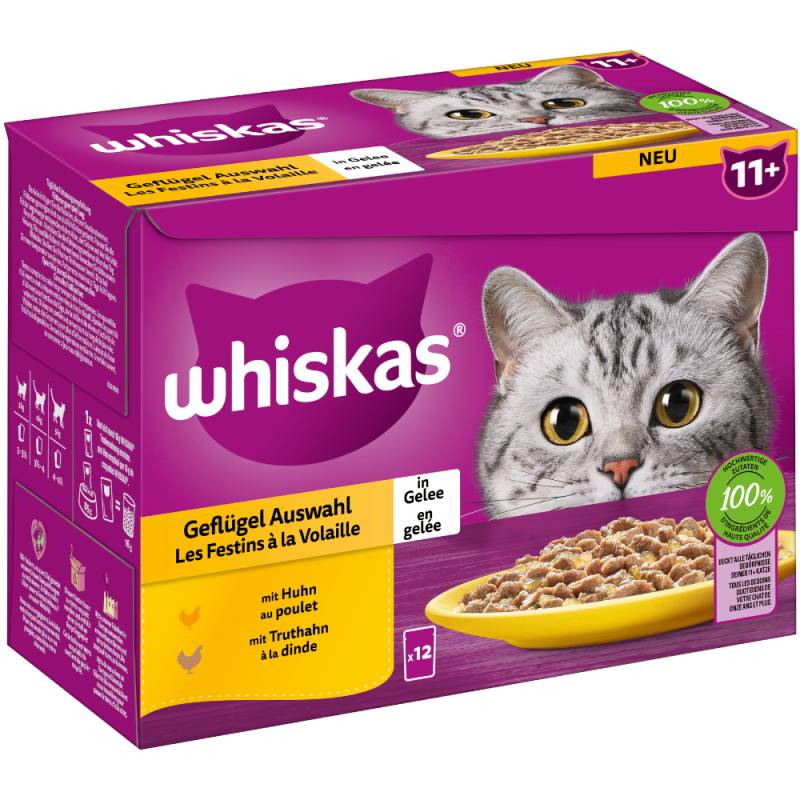 Multipack Whiskas Senior Frischebeutel 12 x 85 g - 11+ Geflügelauswahl in Gelee von Whiskas