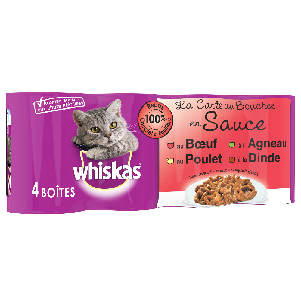 Sparpaket Whiskas La Carte 24 x 390 / 400 g - des Metzgers in Sauce (24 x 400 g) von Whiskas