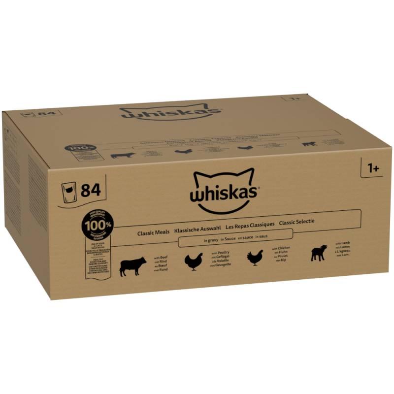 Whiskas 1+ Adult Beutel 84 x 85 g - Klassische Gerichte in Soße von Whiskas