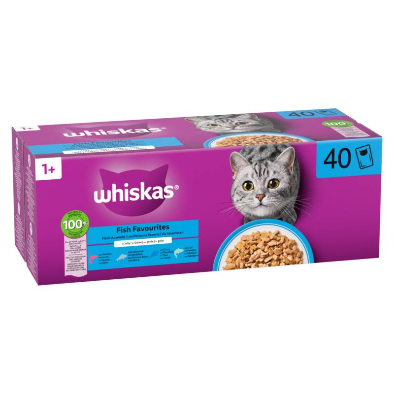 Whiskas 1+ Adult Frischebeutel 40 x 85 g - Fisch in Gelee (4 Sorten) von Whiskas