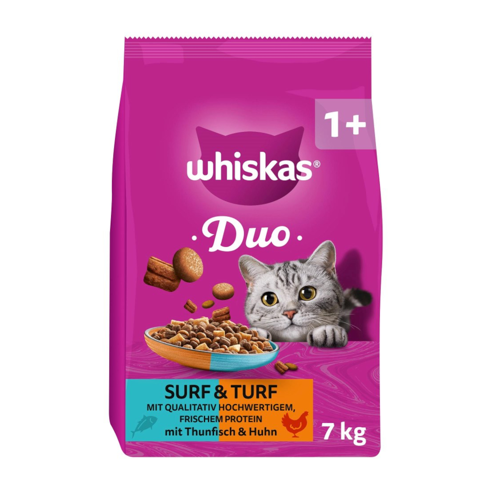 Whiskas 1+ Duo Surf & Turf Thunfisch & Huhn - Sparpaket: 2 x 7 kg von Whiskas