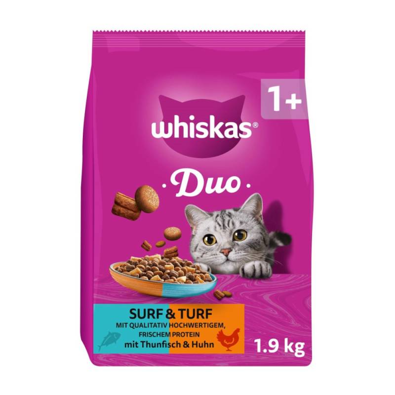 Whiskas 1+ Duo Surf & Turf Thunfisch & Huhn - Sparpaket: 3 x 1,9 kg von Whiskas
