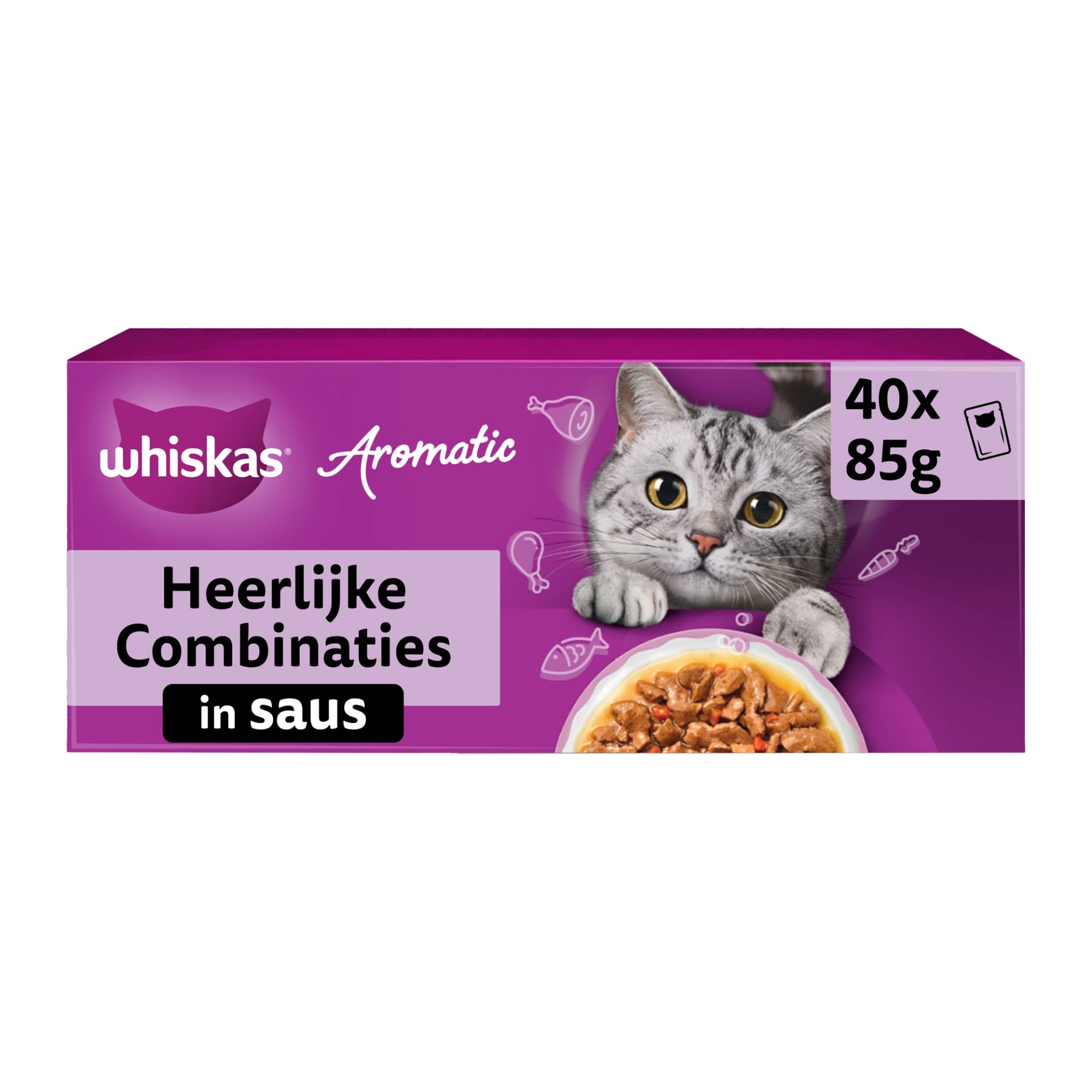 Whiskas 1+ Nassfutter - Aromatic Köstliche Kombinationen in Sauce - Multipack - 40 x 85 g von Whiskas