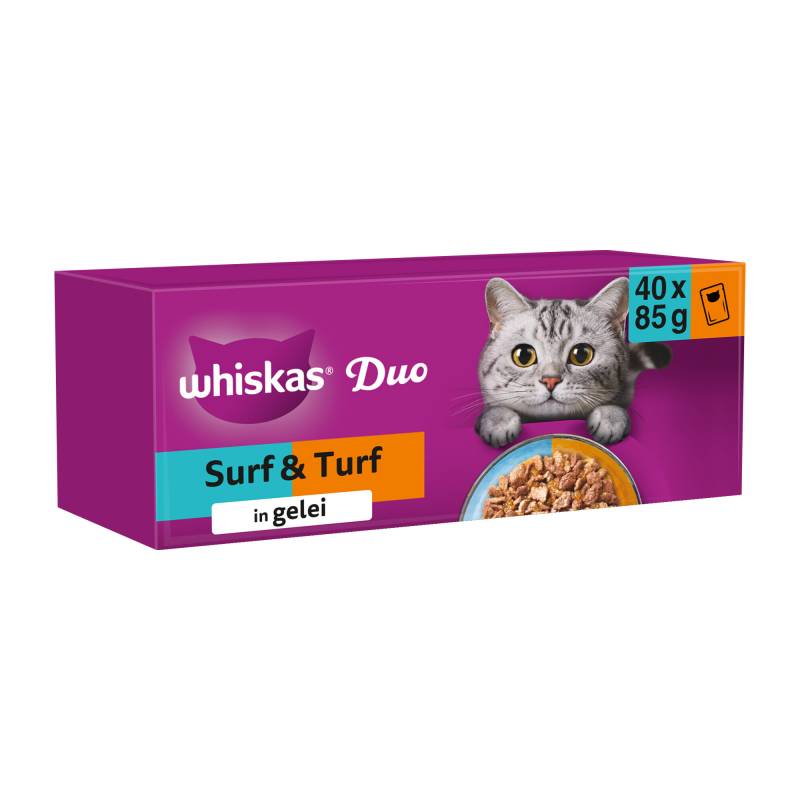 Whiskas 1+ Nassfutter - Duo Surf & Turf in Gelee - 40 x 85 g von Whiskas