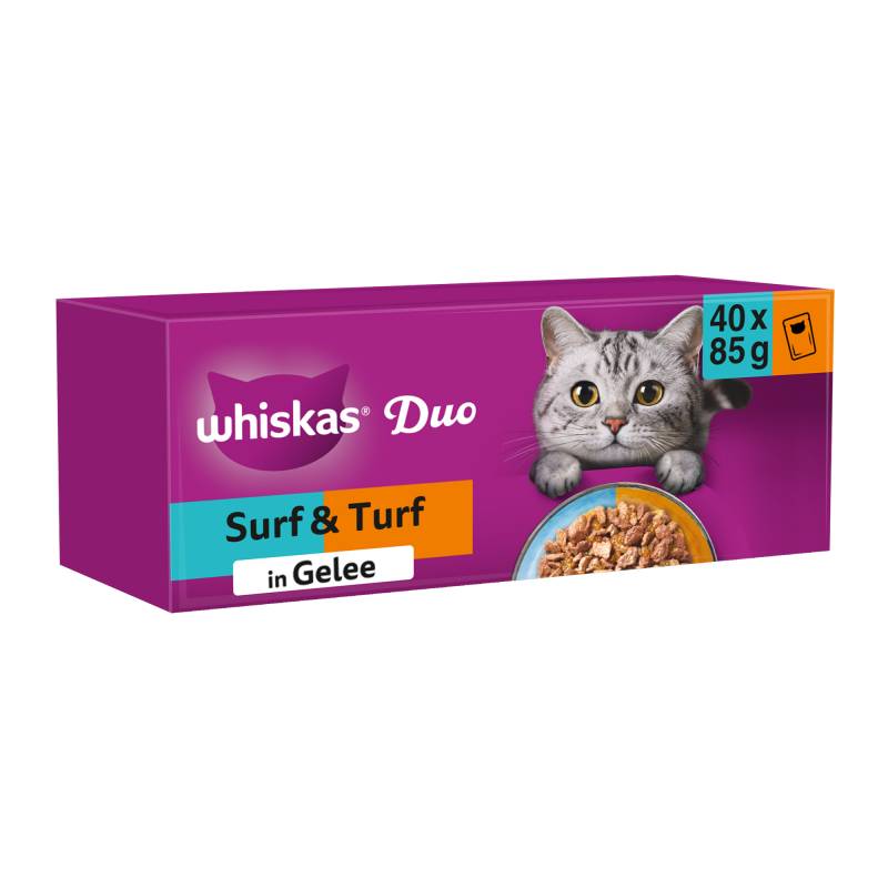 Whiskas 1+ Nassfutter - Duo Surf & Turf in Gelee - 40 x 85 g Whiskas 1+ Nassfutter - Duo Surf & Turf in Gelee - 40 x 85 g von Whiskas