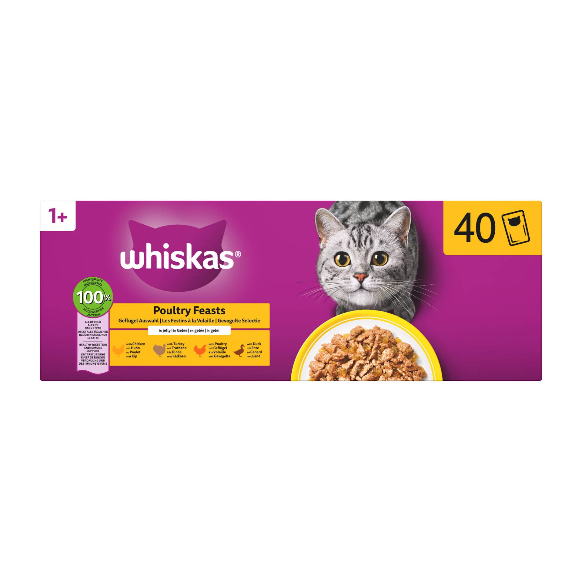 Whiskas 1+ Nassfutter - Geflügelauswahl in Gelee von Whiskas
