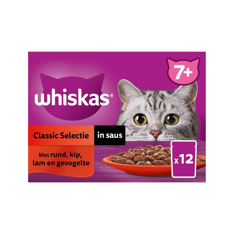 Whiskas 7+ Classic Selection in Sauce - Mahlzeitenbeutel - 12 x 85 g von Whiskas