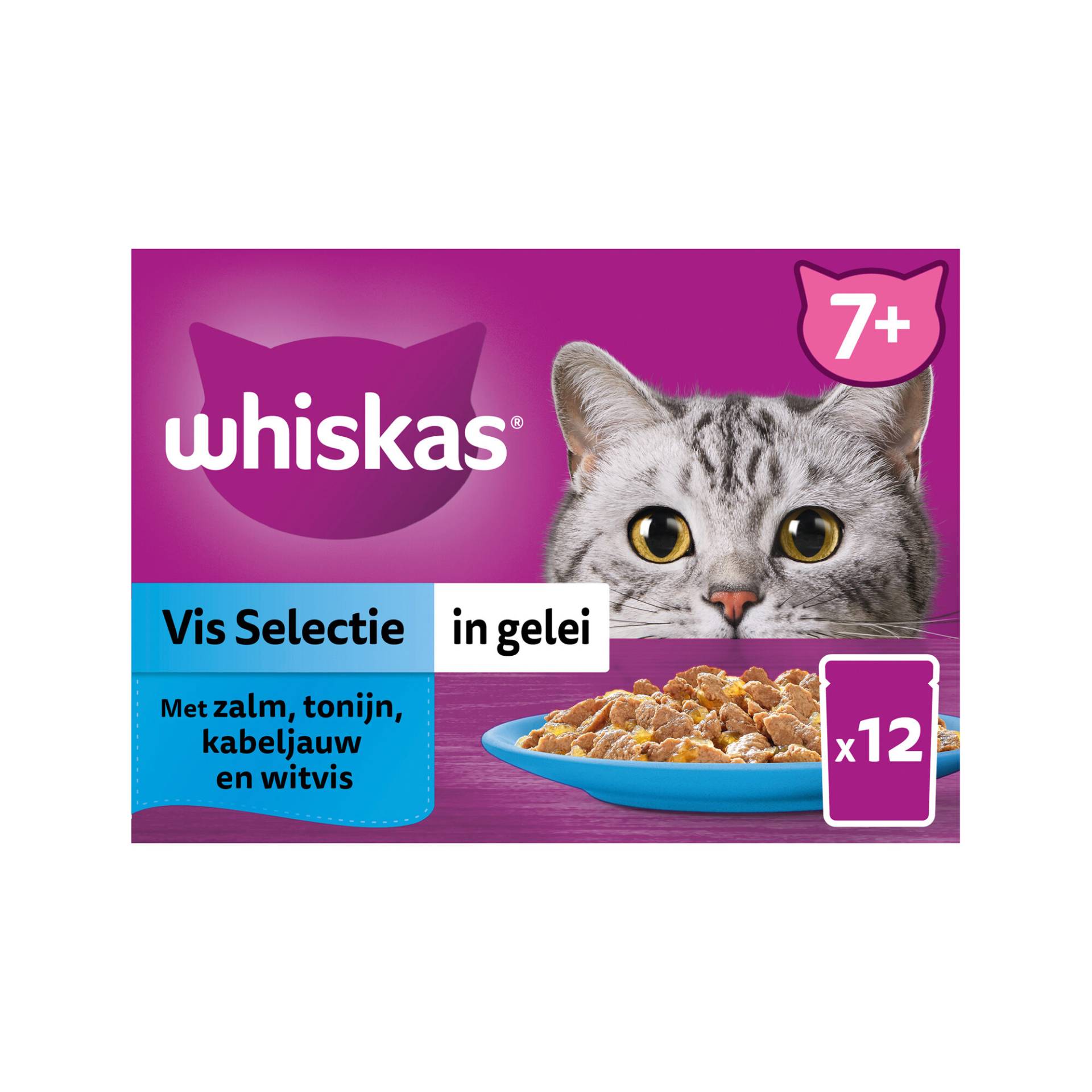 Whiskas 7+ Nassfutter - Auswahl in Gelee - Fisch - 12 x 85 g von Whiskas